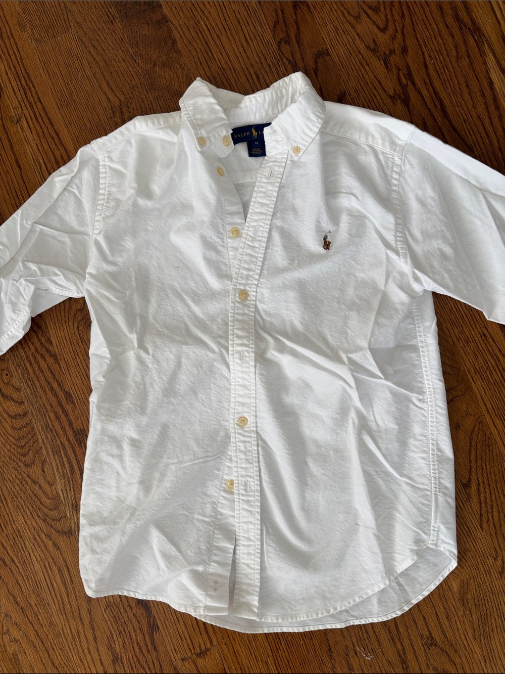 Ralph Lauren White Button-Down Oxford Shirt with Pony Logo